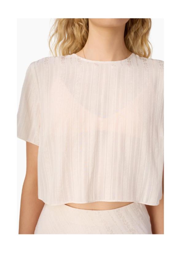  카미 뉴욕 반팔 티셔츠 Cami Nyc Josey Jacquard Stripe Tee Oat