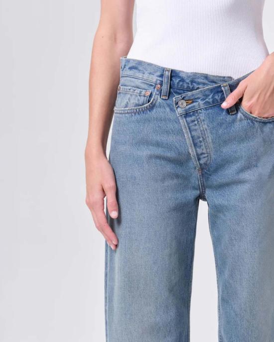  에이골디 데님 팬츠 아골드 아크 크리스 크로스 진 라이트 워시 데님 - AGOLDE