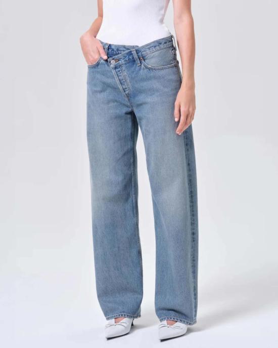  에이골디 데님 팬츠 아골드 아크 크리스 크로스 진 라이트 워시 데님 - AGOLDE