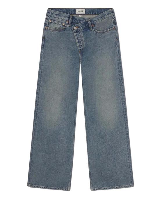  에이골디 데님 팬츠 아골드 아크 크리스 크로스 진 라이트 워시 데님