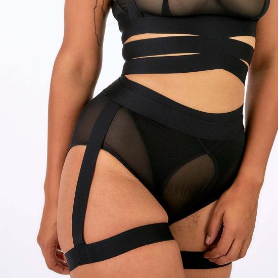  라 피유 도 팬티 La Fille D'o Pour Jouer 서스펜더  블랙 - LA FILLE D'O