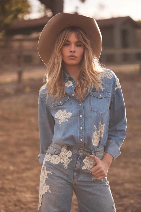  러브쉐이크팬시 데님 팬츠 러브쉑 팬시 켈리스 셔츠 데님 - LOVESHACKFANCY