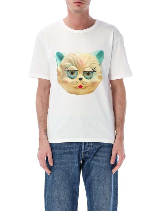  발렌티노 가라바니 탑 Valentino Garavani Le Chat De La Maison 코튼 티셔츠 Avorio