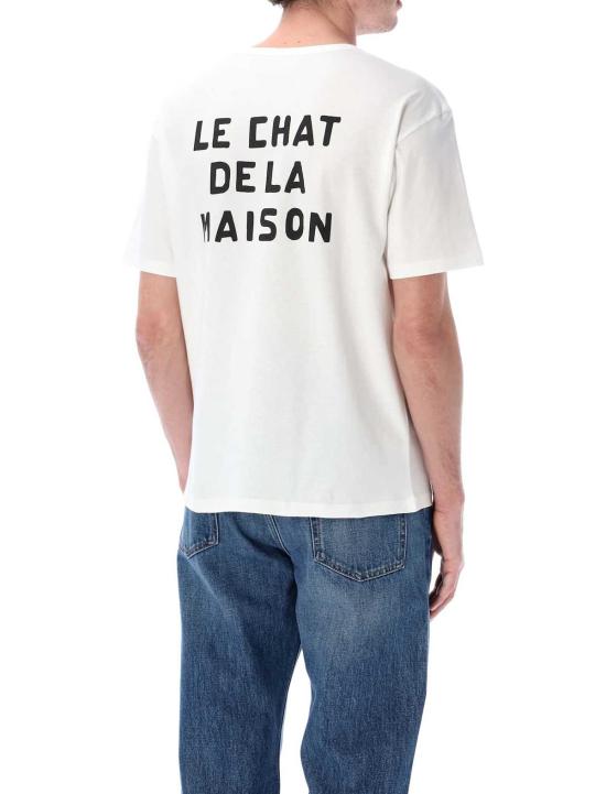  발렌티노 가라바니 탑 Valentino Garavani Le Chat De La Maison 코튼 티셔츠 Avorio - VALENTINO GARAVANI