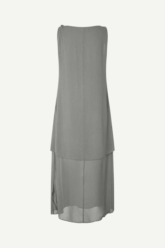  삼소앤삼소 롱 원피스 Samsøe Samsøe Samika 드레스 건메탈 - SAMSOE SAMSOE