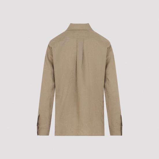  막스마라 탑 Max Mara Falasco 리넨 M 로고 셔츠 데저트 베이지 - MAX MARA