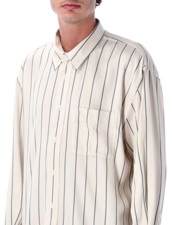  선플라워 탑 해바라기 뉴베이스 플루이드 스트라이프 셔츠 화이트 블루 - SUNFLOWER