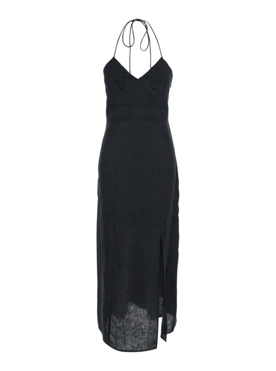  트윈셋 롱 원피스 자수 드레스 블랙