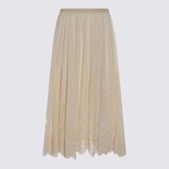  파비아나 필리피 미디 스커트 Fabiana Filippi 라이트 베이지 코튼 스커트 Burro