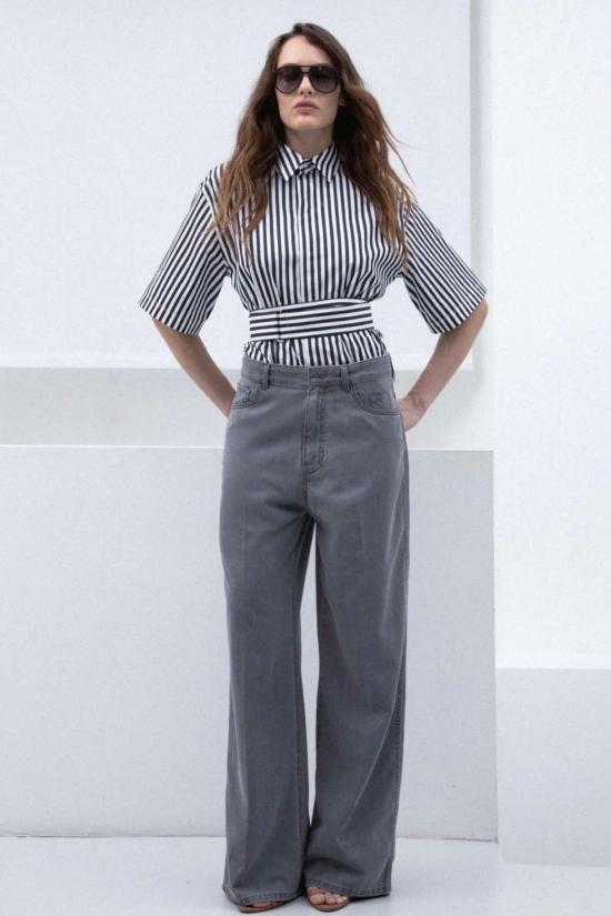  사 수 파이 반팔 티셔츠 사수피 마르셀라 반팔 상의 블랙/화이트 스트라이프 - SA SU PHI