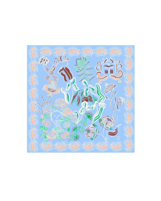  프티장 파리 헤어 액세서리 쁘띠장 파리 실크 까레 스카프 베이비 블루