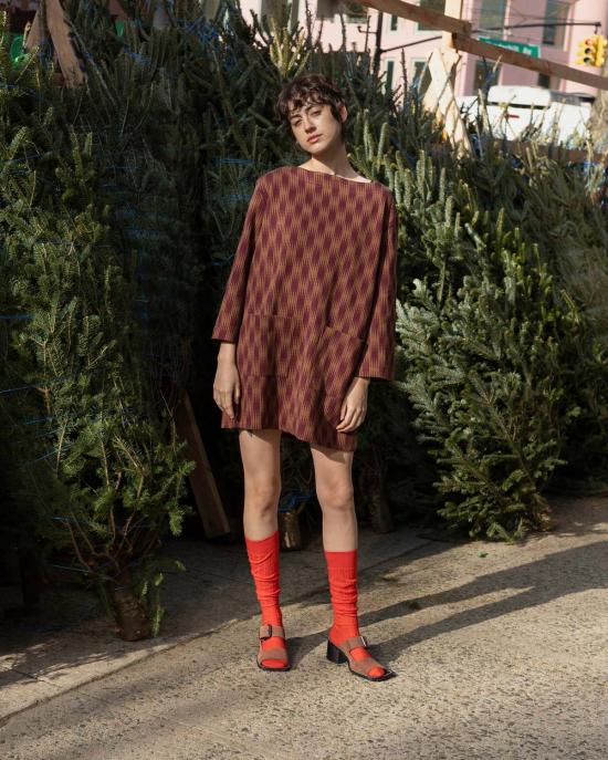  samet 숏 원피스 사멧 브람 드레스 옴브레 체크 저지 - OTHER BRANDS