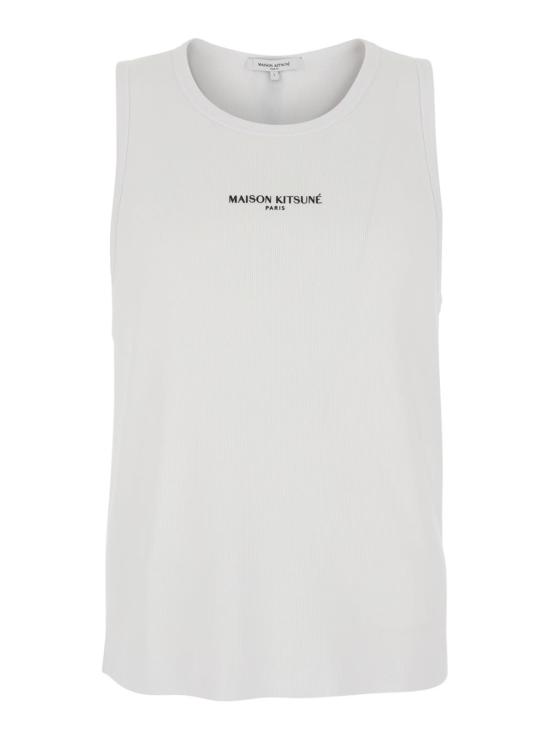  메종키츠네 민소매 티셔츠 메종 키츠네 파리 골지 탱크탑 화이트