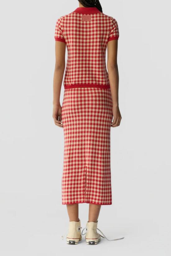  게스트 인 레지던스 폴로 티셔츠 깅엄 폴로 드레스 스칼렛 - GUEST IN RESIDENCE