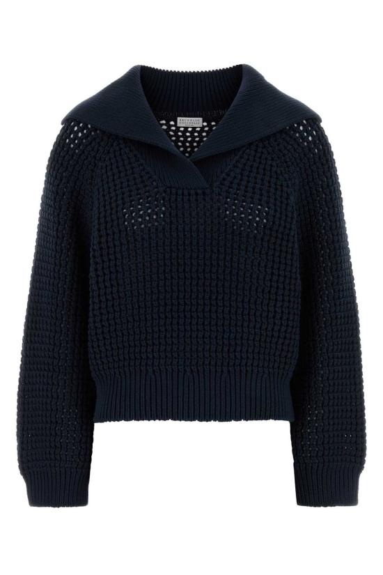  브루넬로 쿠치넬리 스웨터 블루 코튼 블렌드