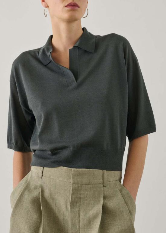  메이블앤모스 반팔 티셔츠 소어 엘튼 니트 칼라 탑