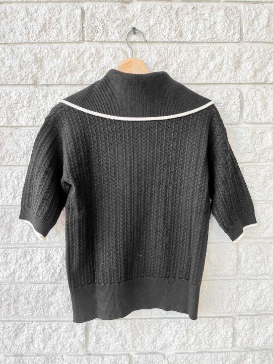  발리 반팔 티셔츠 바를리 아르니 하프 집업 니트 폴로 탑 블랙 - VARLEY