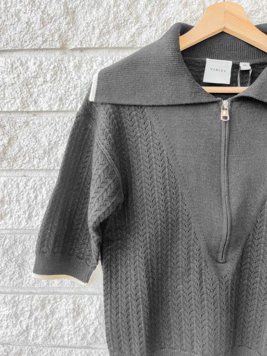  발리 반팔 티셔츠 바를리 아르니 하프 집업 니트 폴로 탑 블랙 - VARLEY