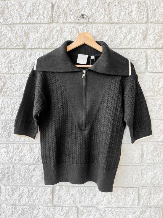  발리 반팔 티셔츠 바를리 아르니 하프 집업 니트 폴로 탑 블랙