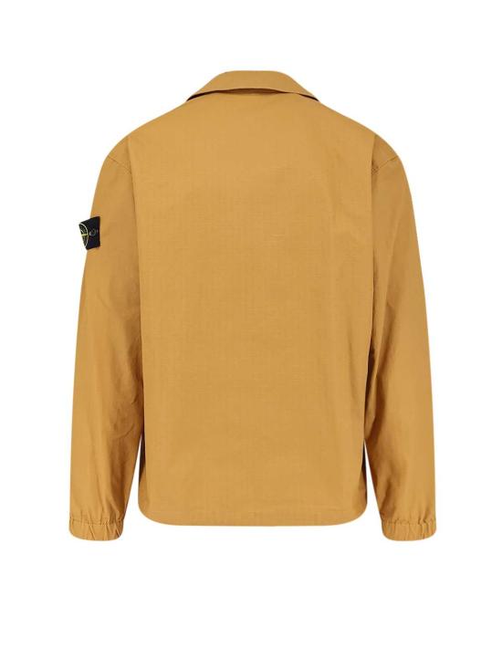  스톤 아일랜드 탑 코튼 셔츠 머스타드 - STONE ISLAND