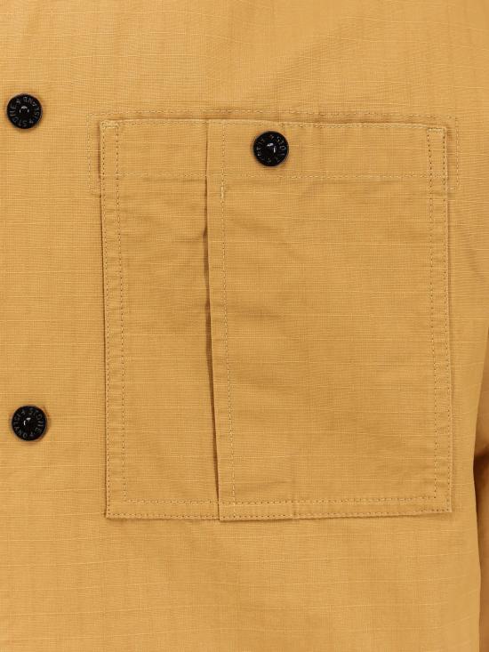  스톤 아일랜드 탑 코튼 셔츠 머스타드 - STONE ISLAND