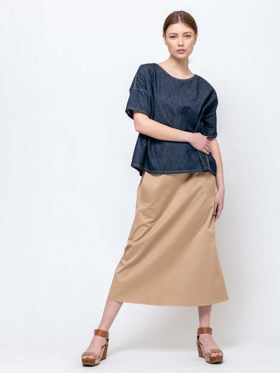  수잔 보머 미디 스커트 Susanne Bommer 엘라스틱 웨이스트 - SUSANNE BOMMER