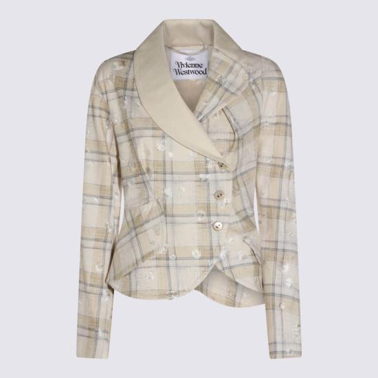  비비안웨스트우드 수트 자켓 비비안 웨스트우드 에크루 체크 블레이저 베이지 - VIVIENNE WESTWOOD