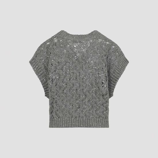  브루넬로 쿠치넬리 스웨터 Brunello Cucinelli V 넥라인  세이지 그린 - BRUNELLO CUCINELLI