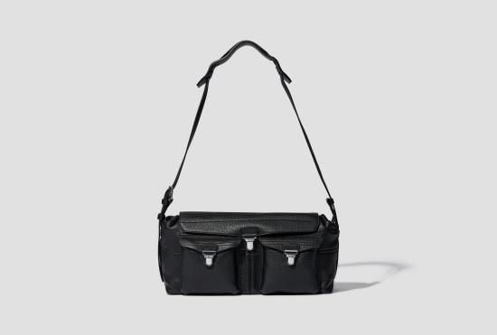 26SS 르메르 숄더백 소프트 기어 백 - 버블 램스킨 가죽 BG0222 LL0191 블랙