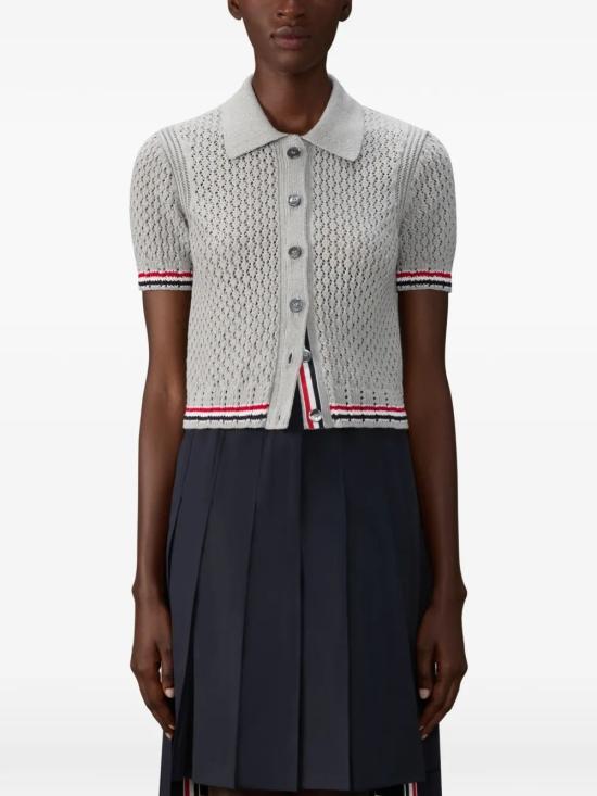 26SS 톰브라운 헥터 포인텔레 숏 슬리브 가디건 FKC694A Y3062 065 GRAY DOM - THOM BROWNE