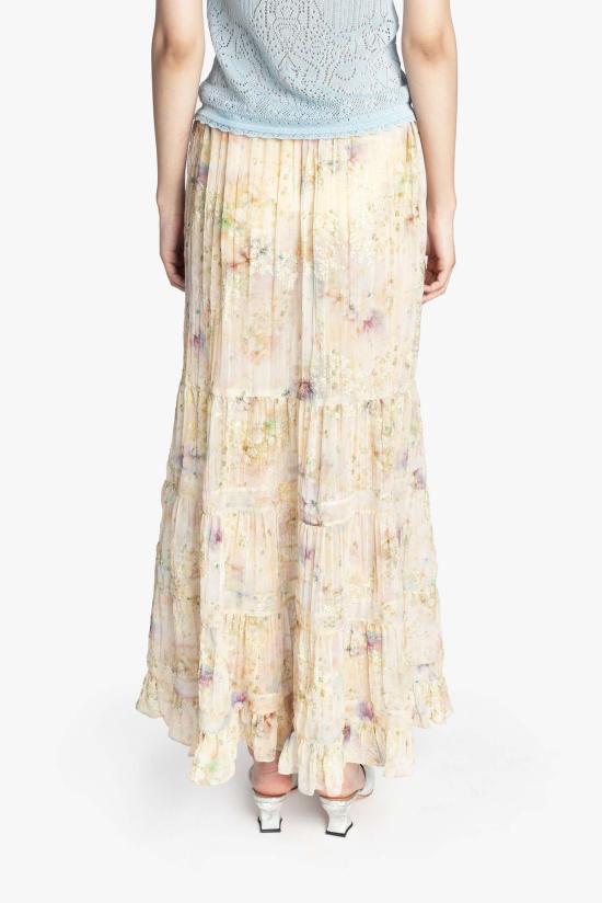  안나 수이 롱 스커트 오아시스 블룸스 티어드 스커트 콘 멀티 - ANNA SUI