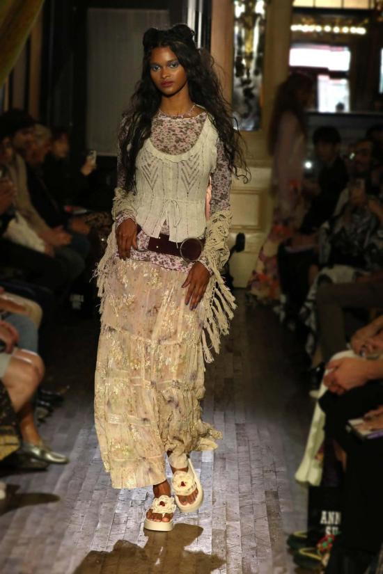  안나 수이 롱 스커트 오아시스 블룸스 티어드 스커트 콘 멀티 - ANNA SUI