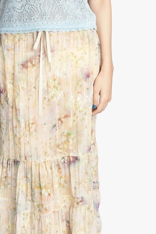  안나 수이 롱 스커트 오아시스 블룸스 티어드 스커트 콘 멀티 - ANNA SUI