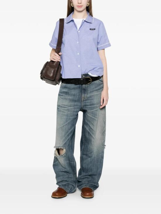 26SS 미우미우 깅엄 셔츠 MK2016 187GF04Z1 White - MIU MIU