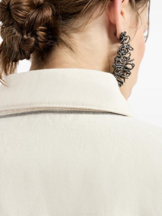 26SS 브루넬로 쿠치넬리 다이 코튼 & 리넨 아우터 재킷 ML9967674C8739 White - BRUNELLO CUCINELLI