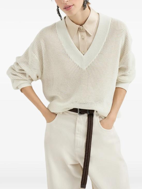 26SS 브루넬로 쿠치넬리 긴팔 티셔츠 M12205102CO312 White - BRUNELLO CUCINELLI