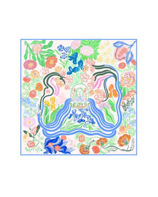  프티장 파리 머플러/스카프 쁘띠장 파리 실크 카레 스카프 분수 및 무화과나무