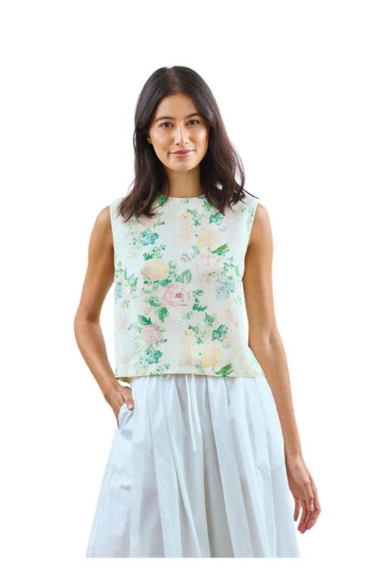  헌터 벨 민소매 티셔츠 매닝 탑 가든 로즈 피오니