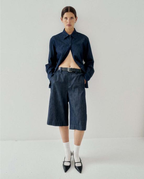  사야카 다비스 뉴욕 크롭 팬츠 사야카 데이비스 뉴욕 와이드 카프리스 인디고 - SAYAKA DAVIS NEW YORK