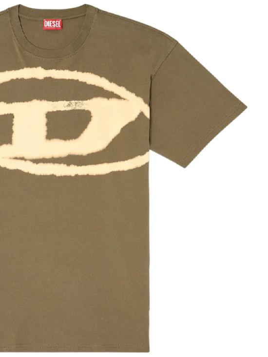 26SS 디젤 반팔 티셔츠 A14872 0QKAS 51F VERDE DOM - DIESEL