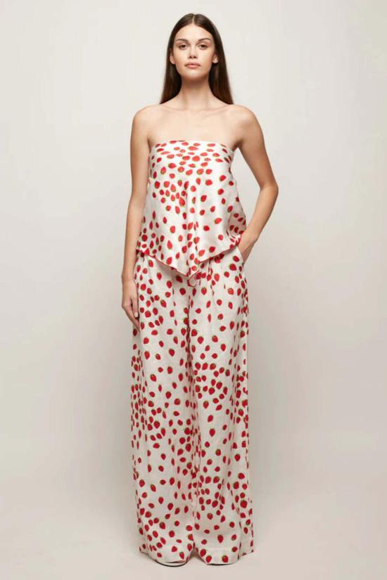  에스더블유에프 민소매 티셔츠 S/W/F 새틴 스카프 탑 도트 무늬 - S/W/F