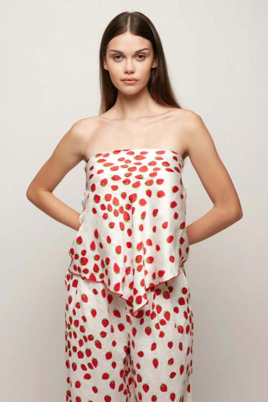  에스더블유에프 민소매 티셔츠 S/W/F 새틴 스카프 탑 도트 무늬 - S/W/F