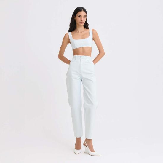  Matthew Bruch 데님 팬츠 매튜 브루치 하이웨이스트 트위스트 심 라이트 데님 진