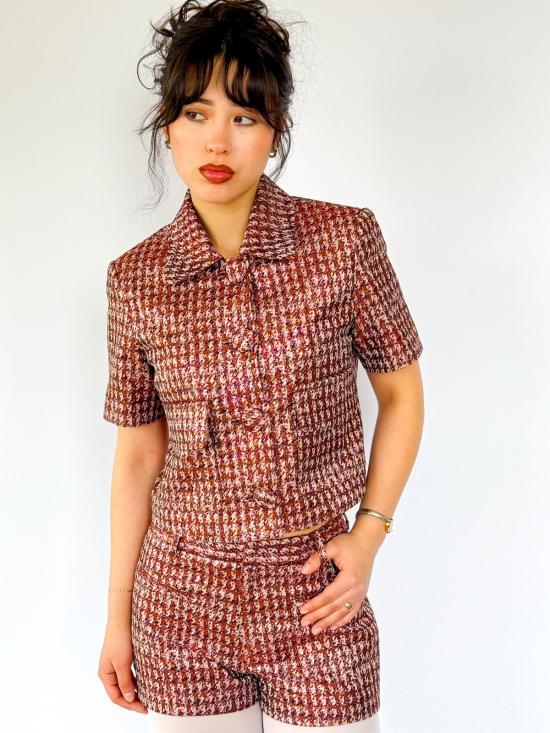  안나 발렌티나 자켓 오브리 크롭 재킷 루렉스 헤링본 자카드 - ANNA VALENTINA