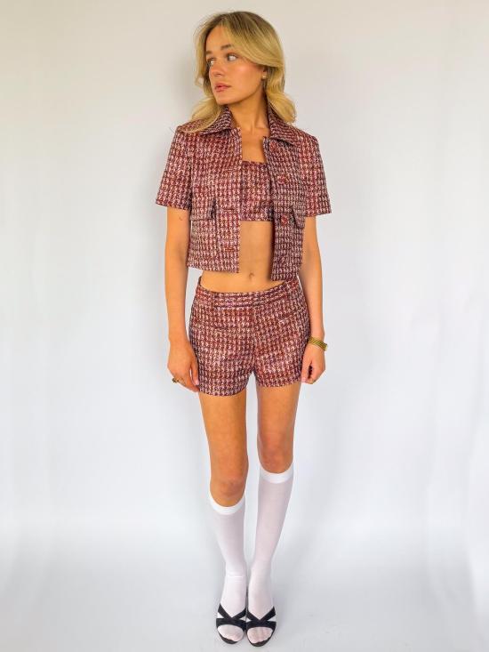  안나 발렌티나 자켓 오브리 크롭 재킷 루렉스 헤링본 자카드 - ANNA VALENTINA