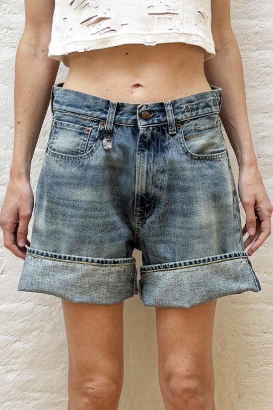  알13 데님 숏팬츠 R13 니나 커프드 숏 라피스 - R13