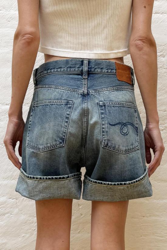  알13 데님 숏팬츠 R13 니나 커프드 숏 라피스 - R13