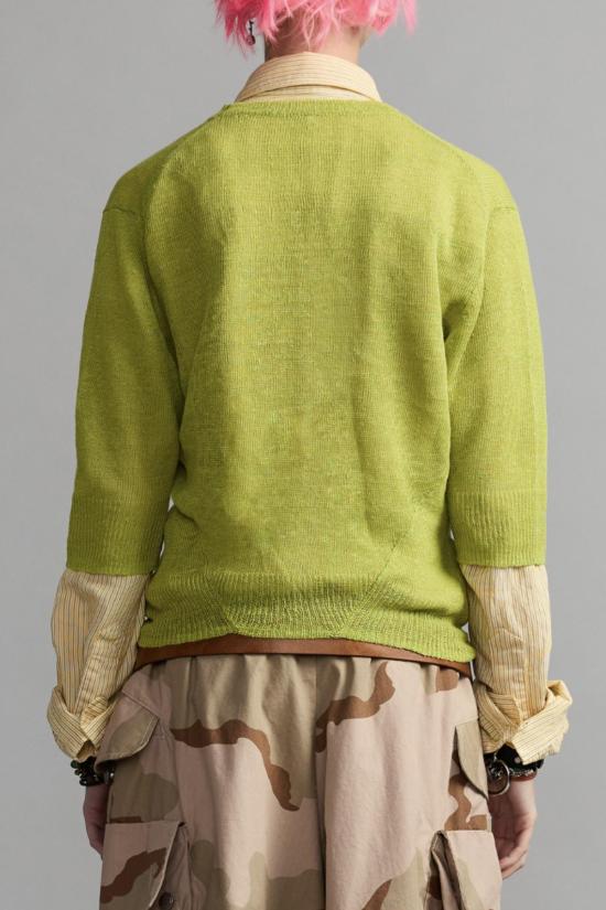  알13 가디건 R13 팔꿈치 길이 소매 트임 밑단  연녹색 - R13