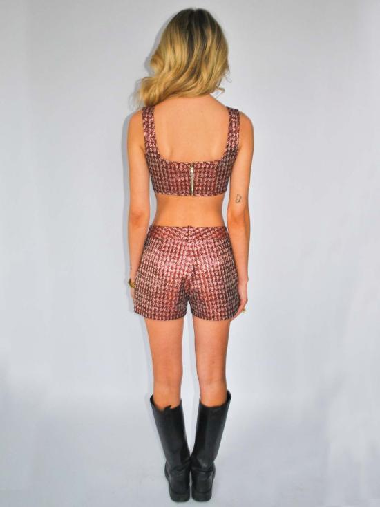  안나 발렌티나 민소매 티셔츠 오브리 루렉스 헤링본 자카드 탑 - ANNA VALENTINA