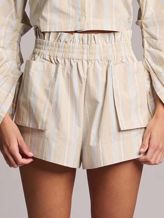  헤브론 숏팬츠 미라 포플린 반바지 베이지 스트라이프
